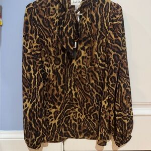 NWT**Joseph Ribkoff Leopard Print Bow Neck Blouse